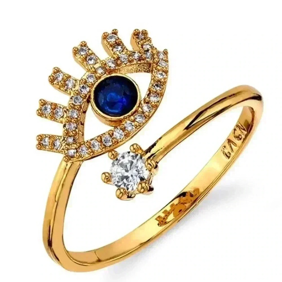 Unwritten Silver Plated Cubic Zirconia Evil Eye Wrap Around Ring Size 9 - Picture 1 of 5